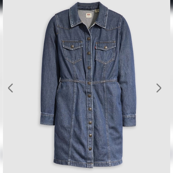 Levi's Blue Denim Button-Up Western Dress Size Medium - Picture 6 of 7